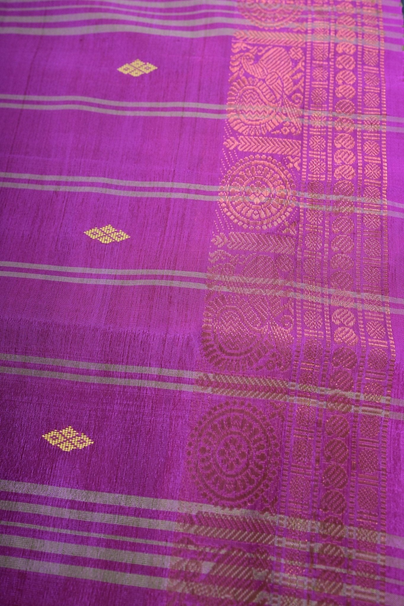 Banana Pith Saree with Exquisite Copper Zari Border - JCSFashions Saree JCS Fashions