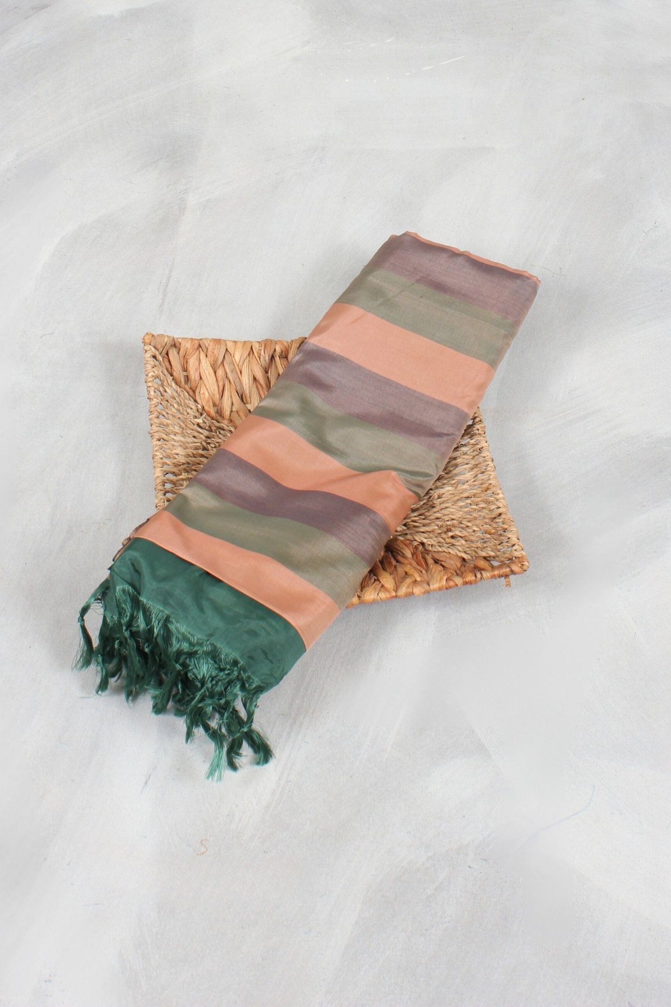 Banana Pith Vaazhai Naar Saree – Indian Authenticity and Elegance Saree JCS Fashions Light Brown & Green 5.5 meters