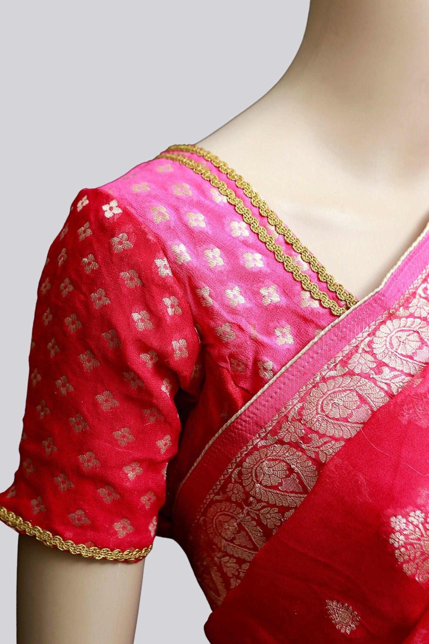 Bananas Georgette Saree In Shade Of Pink With Fully stitched Blouse SAREE JCS Fashions