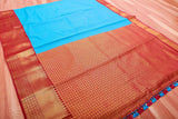 Blue Korvai Semi Silk Saree with Designer Tassels & Maggam Work Blouse SAREE JCS Fashions