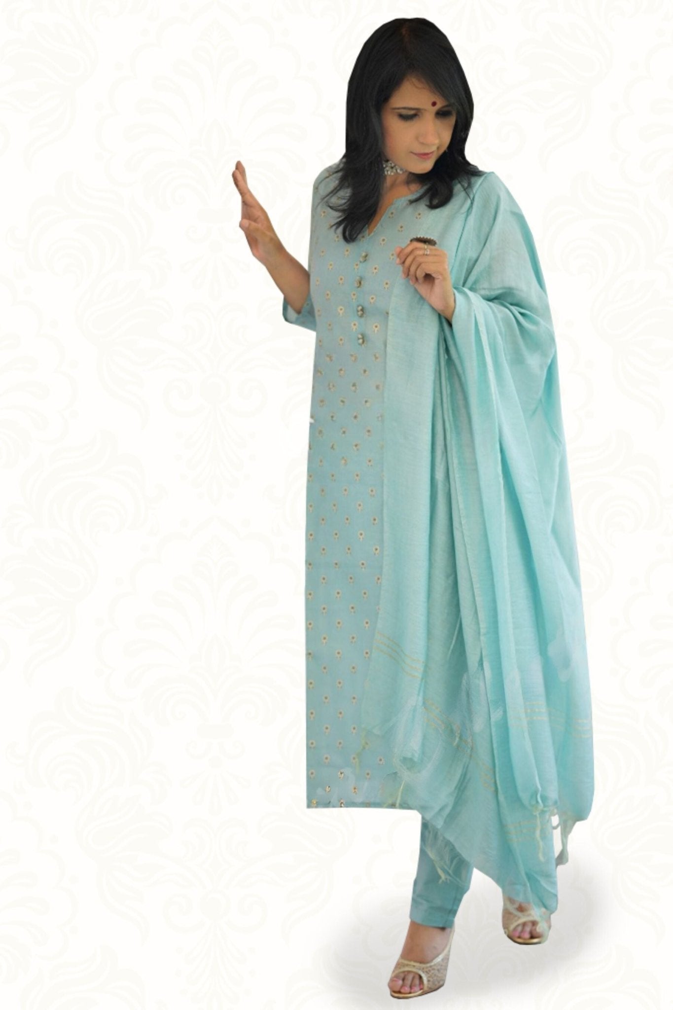 Chanderi Salwar with cotton lining having Meena zari butti - JCS Fashions