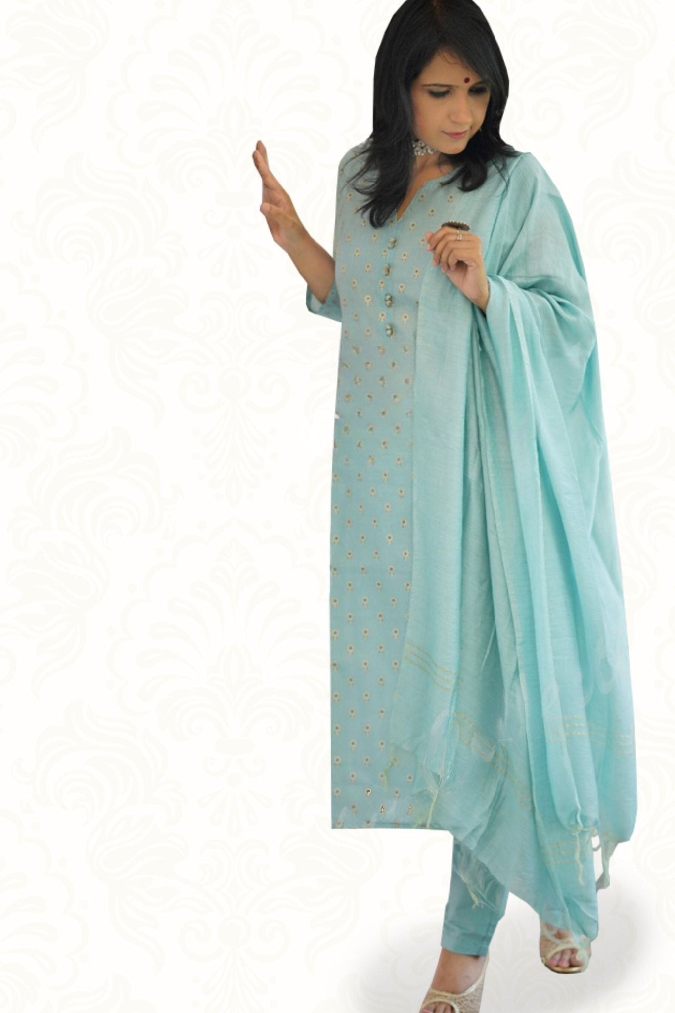 Chanderi Salwar with cotton lining having Meena zari butti - JCS Fashions