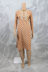Charming 2-Piece Cotton Kurti Set: Timeless Elegance and Comfort KURTI JCS Fashions Biscuit Color Medium (38)