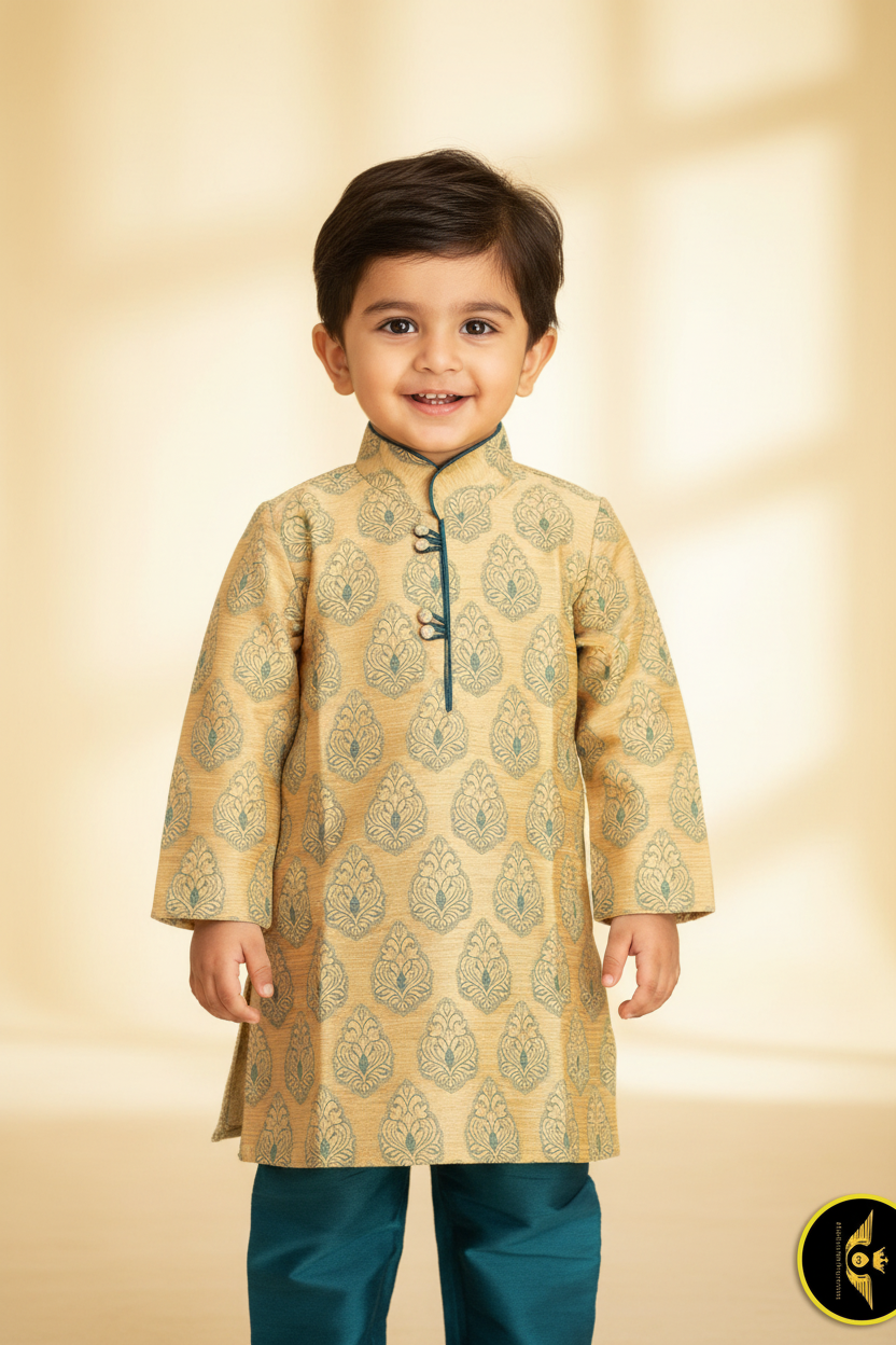 Boys' Green Kurta Pajama Set - Traditional