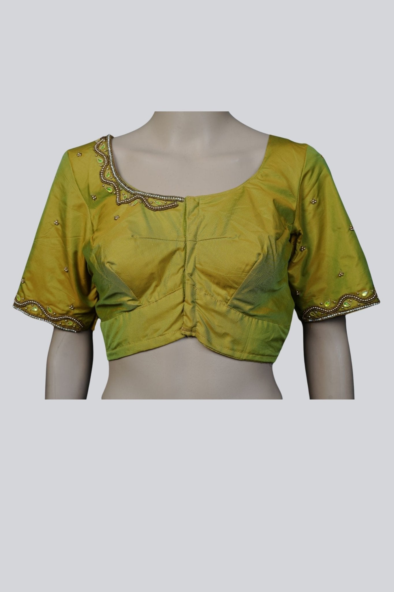 Chic Aari Elegance: Discover Stunning Blouses at JCSFashions Blouse JCS Fashions Mustard Green 38