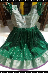 Chic Banaras Frocks: Silver Buttas, Rich Borders and Vibrant Colors GIRLS JCS Fashions Green 22