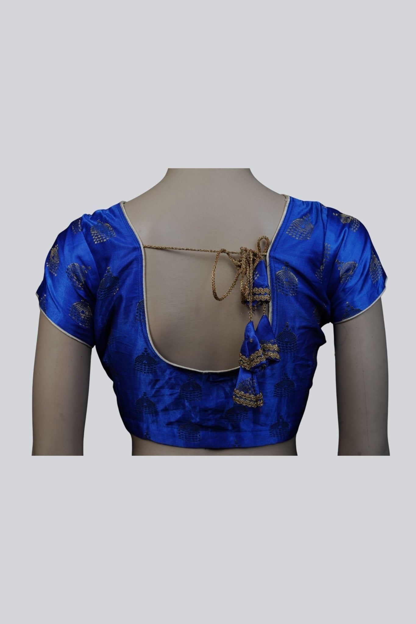 Chic Blue Brocade Blouse: Elegance Meets Tradition with Jhumka Motifs Blouse JCS Fashions