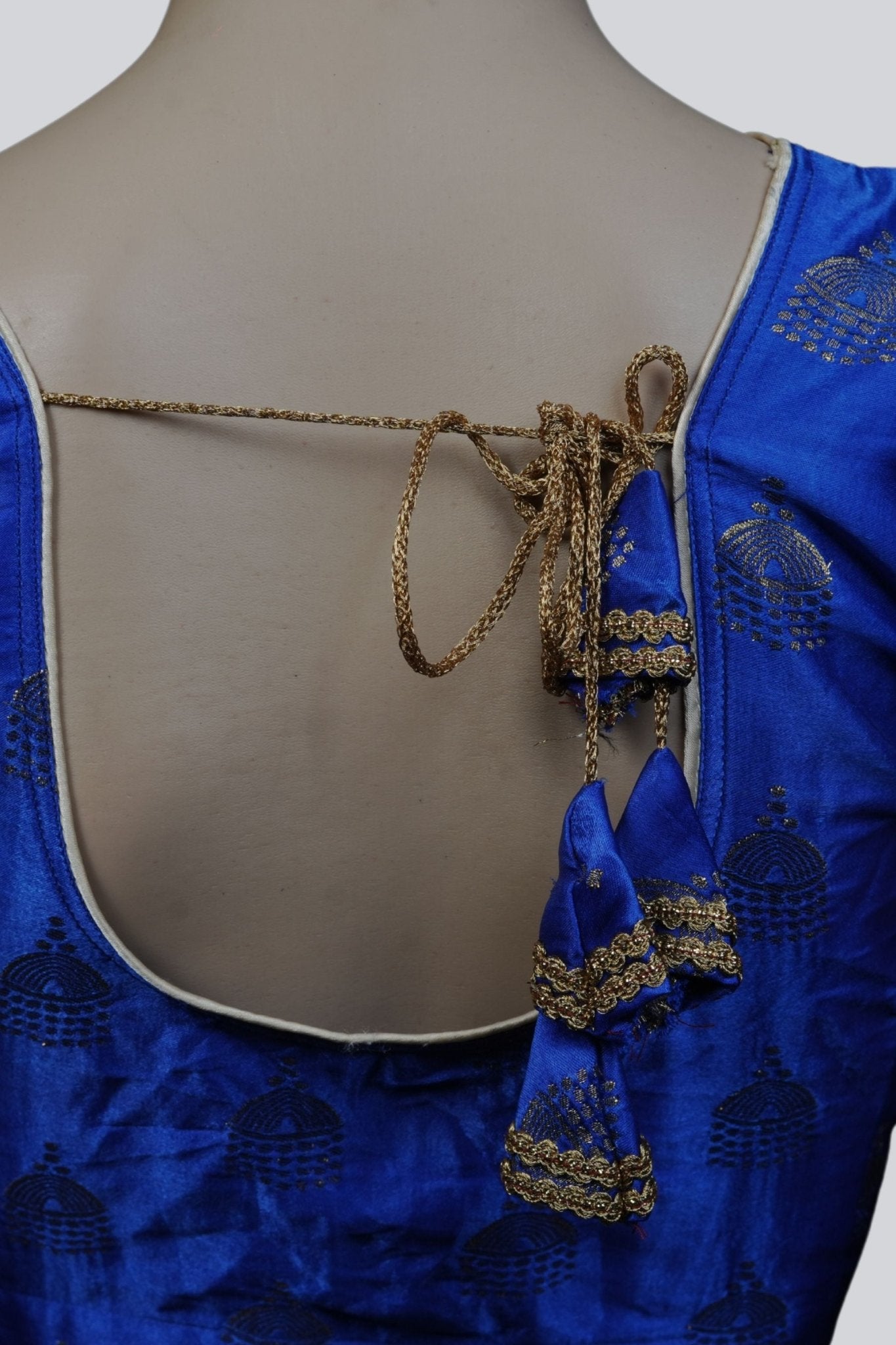 Chic Blue Brocade Blouse: Elegance Meets Tradition with Jhumka Motifs Blouse JCS Fashions