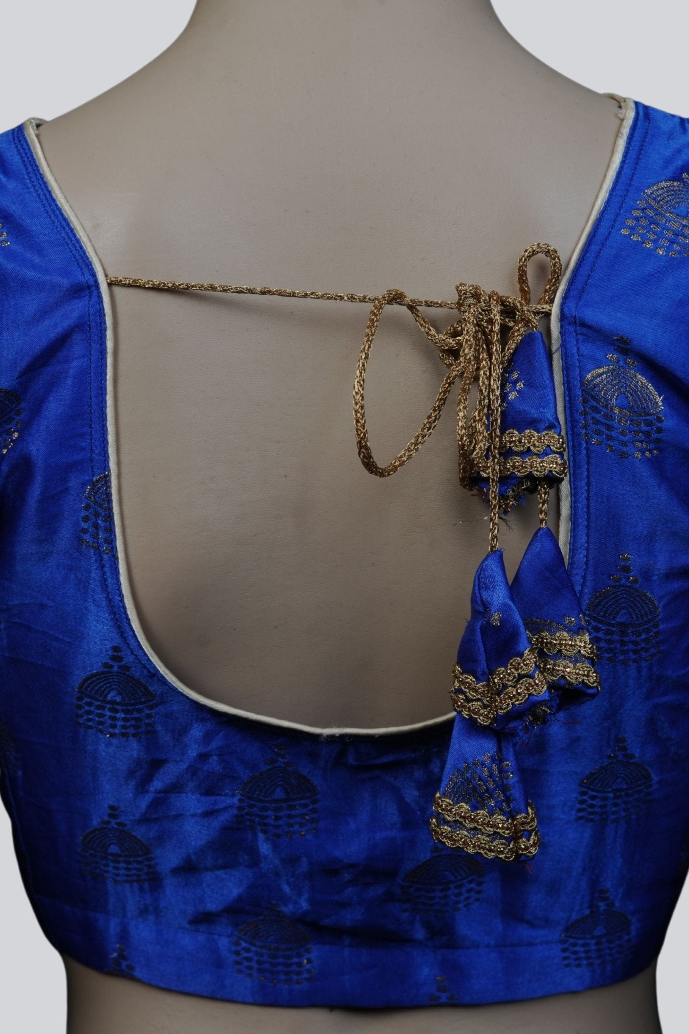 Chic Blue Brocade Blouse: Elegance Meets Tradition with Jhumka Motifs Blouse JCS Fashions