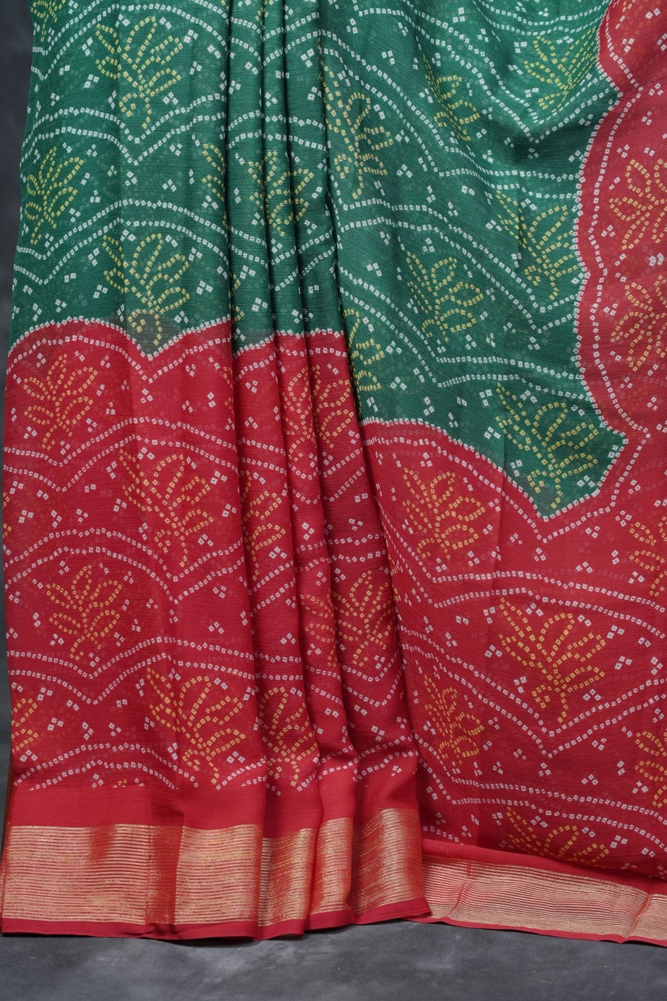 Chic Chiffon Bandini Sarees: Allover Multicolor Beauty with Zari Border SAREE JCS Fashions