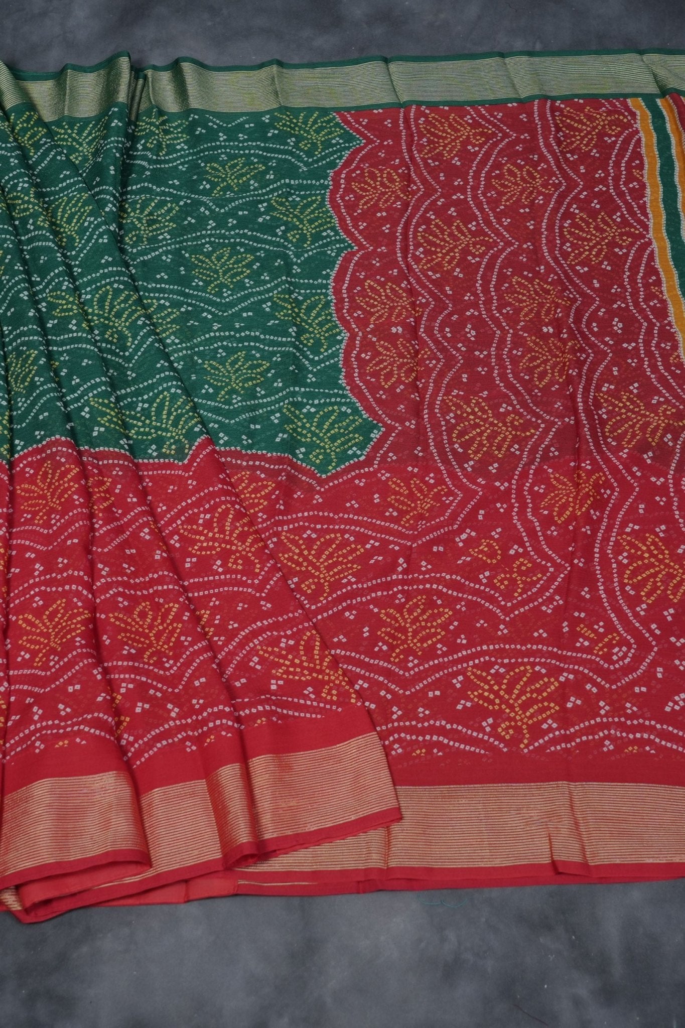 Chic Chiffon Bandini Sarees: Allover Multicolor Beauty with Zari Border SAREE JCS Fashions
