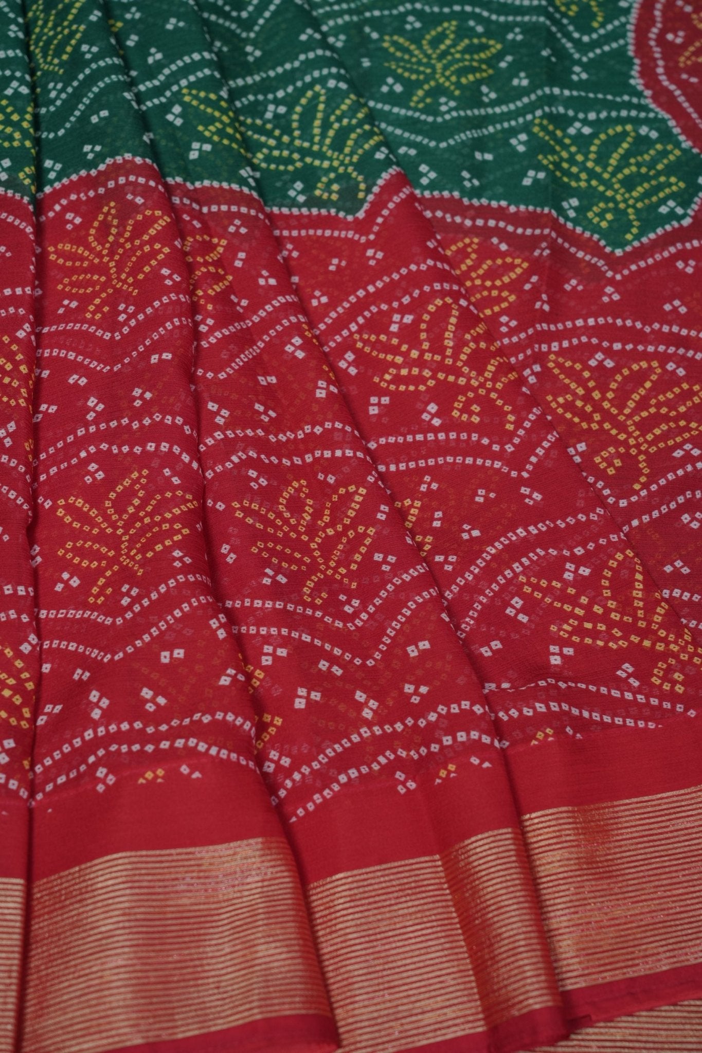 Chic Chiffon Bandini Sarees: Allover Multicolor Beauty with Zari Border SAREE JCS Fashions