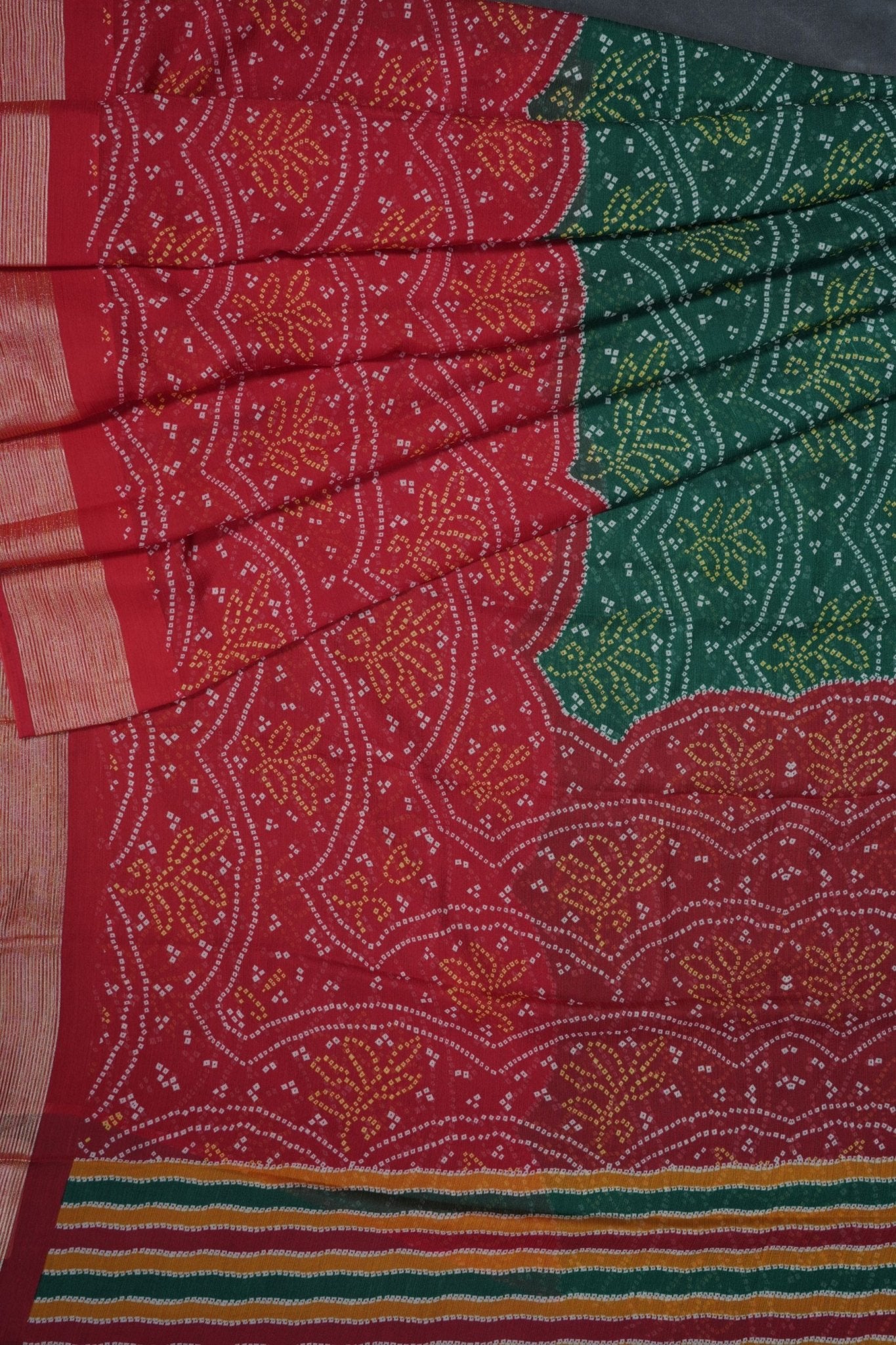 Chic Chiffon Bandini Sarees: Allover Multicolor Beauty with Zari Border SAREE JCS Fashions