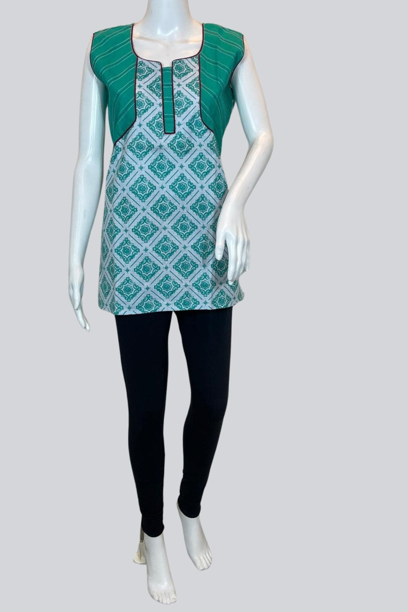Chic Cotton Kurti: Short Length, 28" with Stylish Attached Sleeves - JCS Fashions