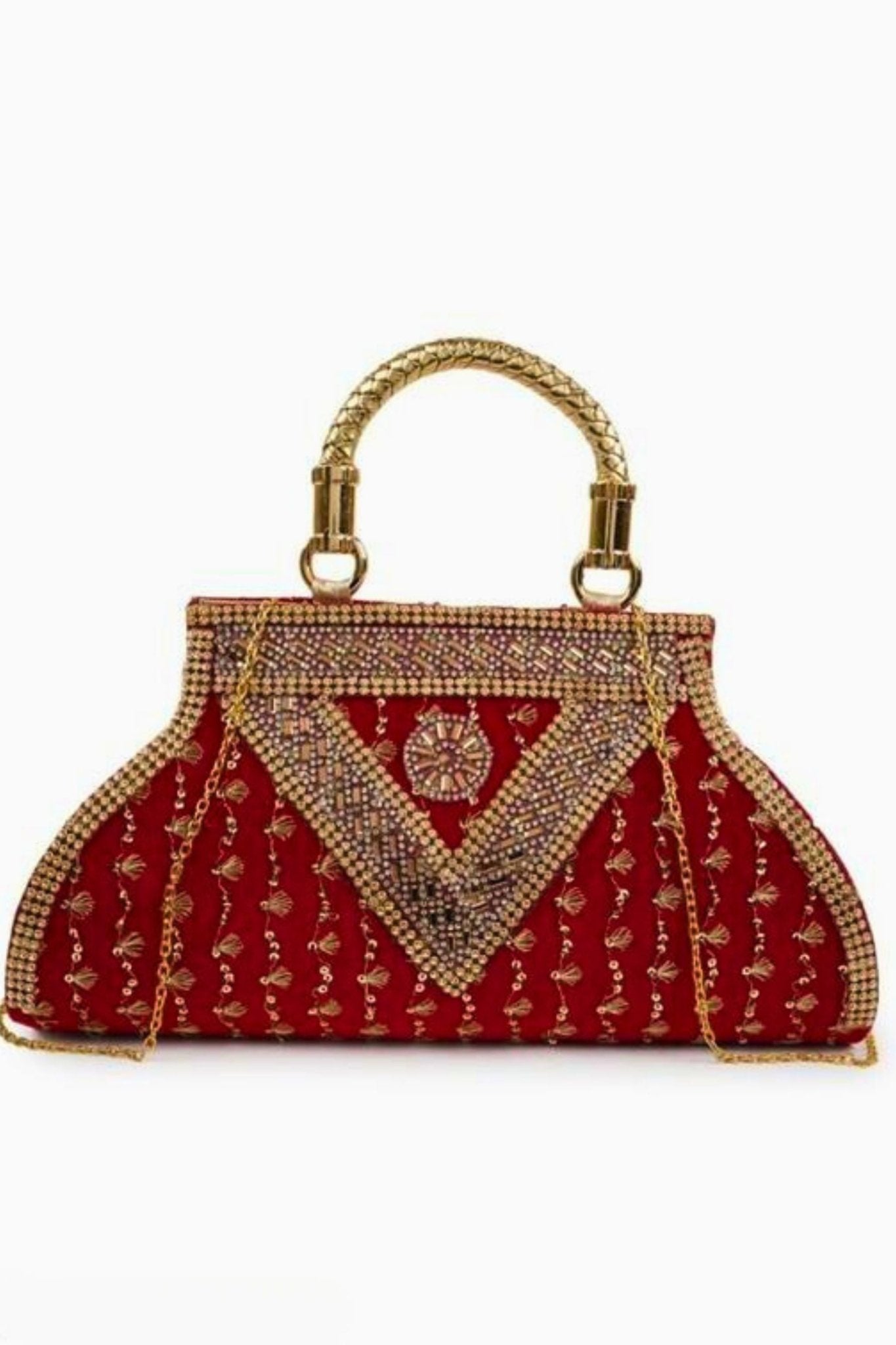 Chic Embellished Modern Women's Clutch - JCS Fashions All-Season Accessory Clutch JCS Fashions Red 8*4