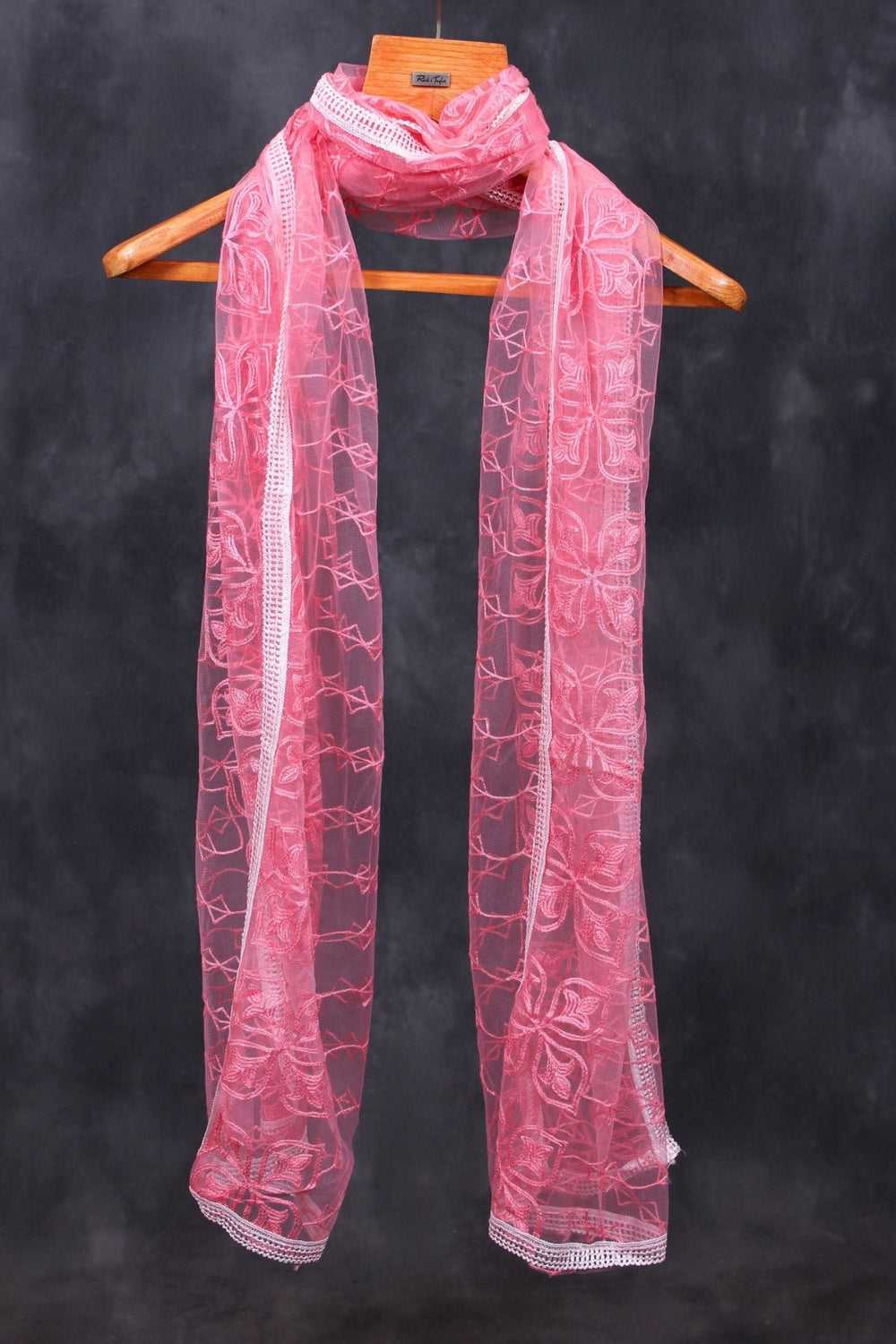 Chic Embroidered Net Dupatta for Festive & Casual Styles by JCSFashions Dupatta JCS Fashions Pink Free size