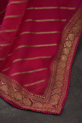 Chic Georgette Organza Saree with Sequin Embroidery & Silk with Blouse Saree JCS Fashions