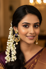 Chic Gold-Plated Earrings: Elegant Purple Stones & Beads, Stylish Closure
