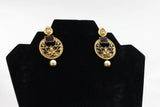 Chic Gold-Plated Earrings: Elegant Purple Stones & Beads, Stylish Closure Jewelry JCS Fashions Purple 2.5"