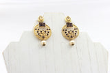 Chic Gold-Plated Earrings: Elegant Purple Stones & Beads, Stylish Closure Jewelry JCS Fashions