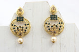 Chic Gold-Plated Earrings: Elegant Purple Stones & Beads, Stylish Closure Jewelry JCS Fashions Green 2.5"