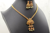 Chic Gold-Polish Chain & Earring Set with Stone and Bead Accents Jewelry JCS Fashions White and Pink 10"