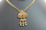 Chic Gold-Polish Chain & Earring Set with Stone and Bead Accents Jewelry JCS Fashions
