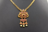 Chic Gold-Polish Chain & Earring Set with Stone and Bead Accents Jewelry JCS Fashions