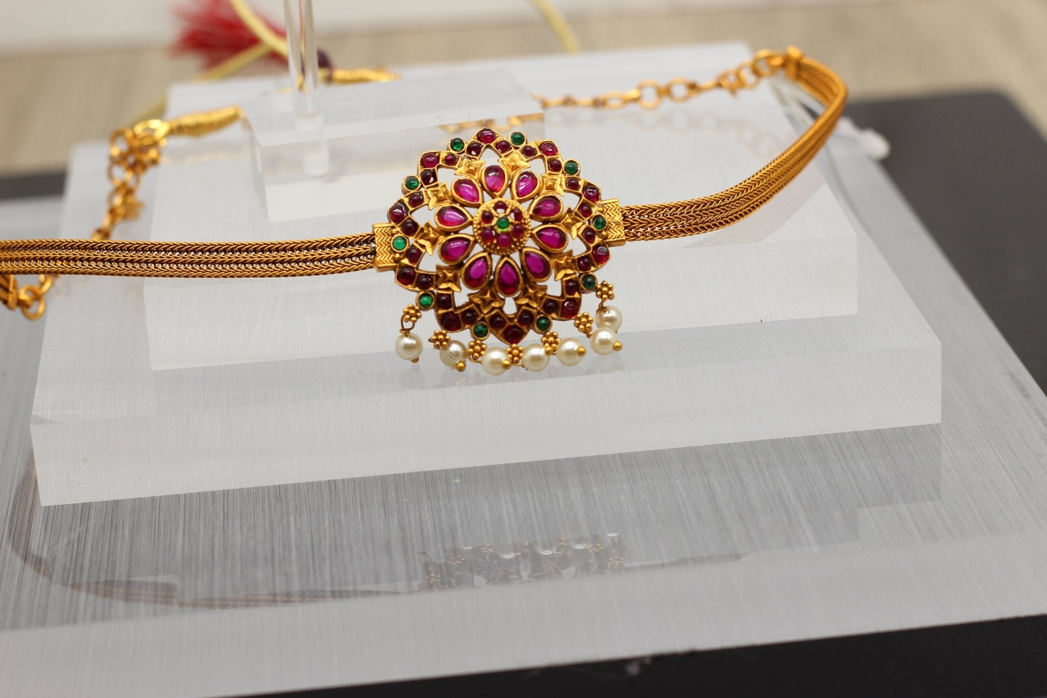 Chic Kemp Pendant and Jhumka Earring Set with Adjustable Choker Jewelry JCS Fashions