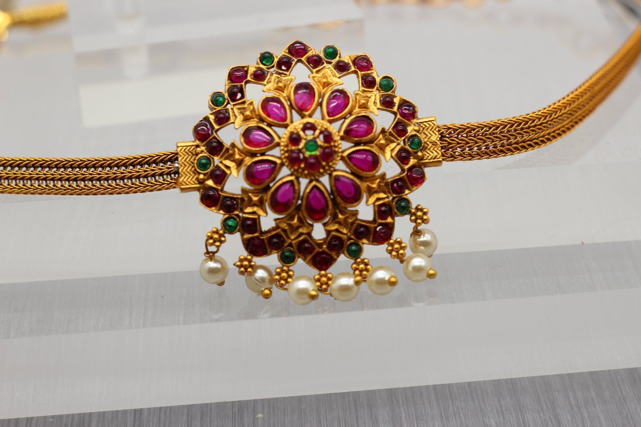 Chic Kemp Pendant and Jhumka Earring Set with Adjustable Choker Jewelry JCS Fashions