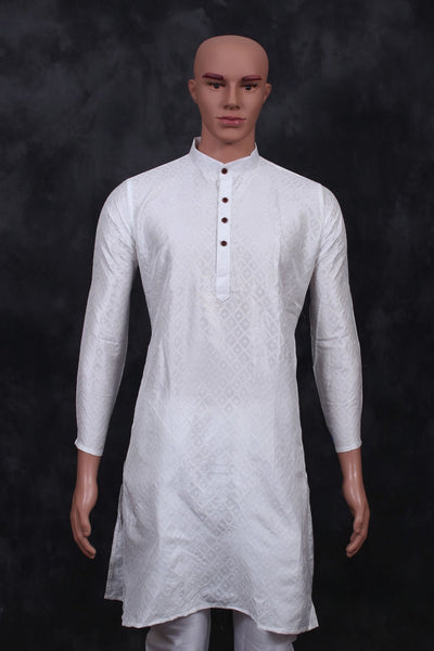 Chic Men's Diamond Pattern Kurta - Regal Design and Premium Comfort Men JCS Fashions White Medium (38)