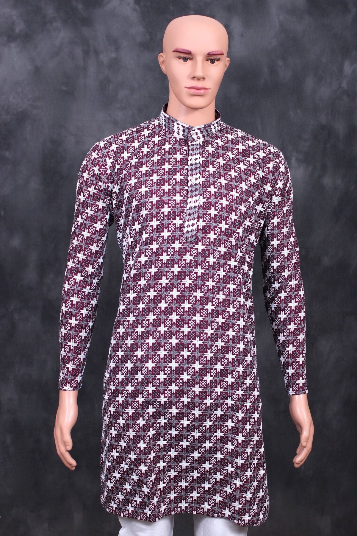 Chic Men's Zebra Embroidery Kurta - Culture Meets Style at JCSFashions Men JCS Fashions Purple Medium (38)