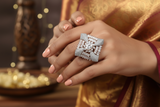 Chic Rose Gold Adjustable Stone Ring: Epitome of Elegance by JCSFashions
