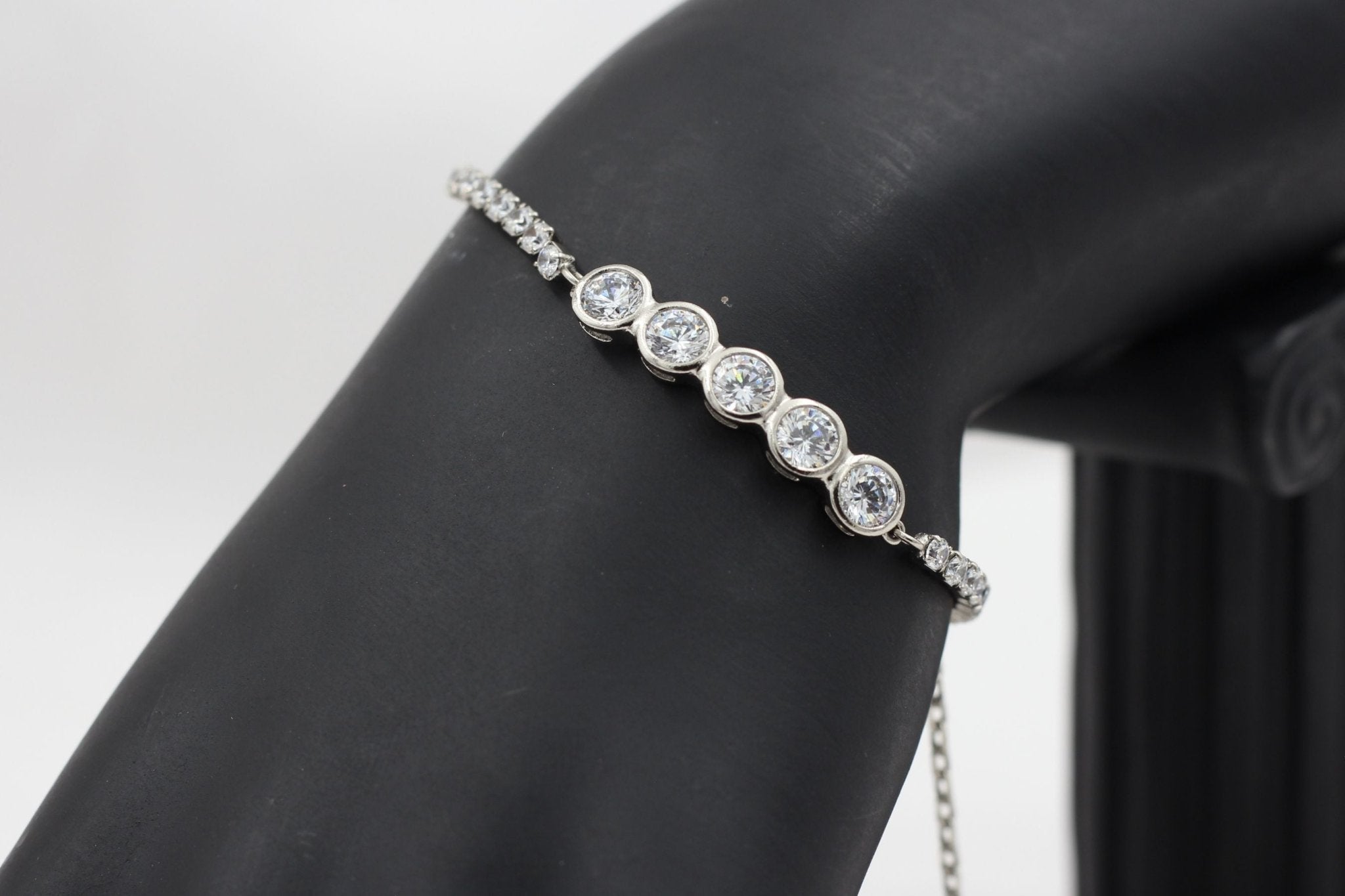 Chic XUPING Silver Bracelet with Dazzling White Stones - JCSFashions Jewelry JCS Fashions