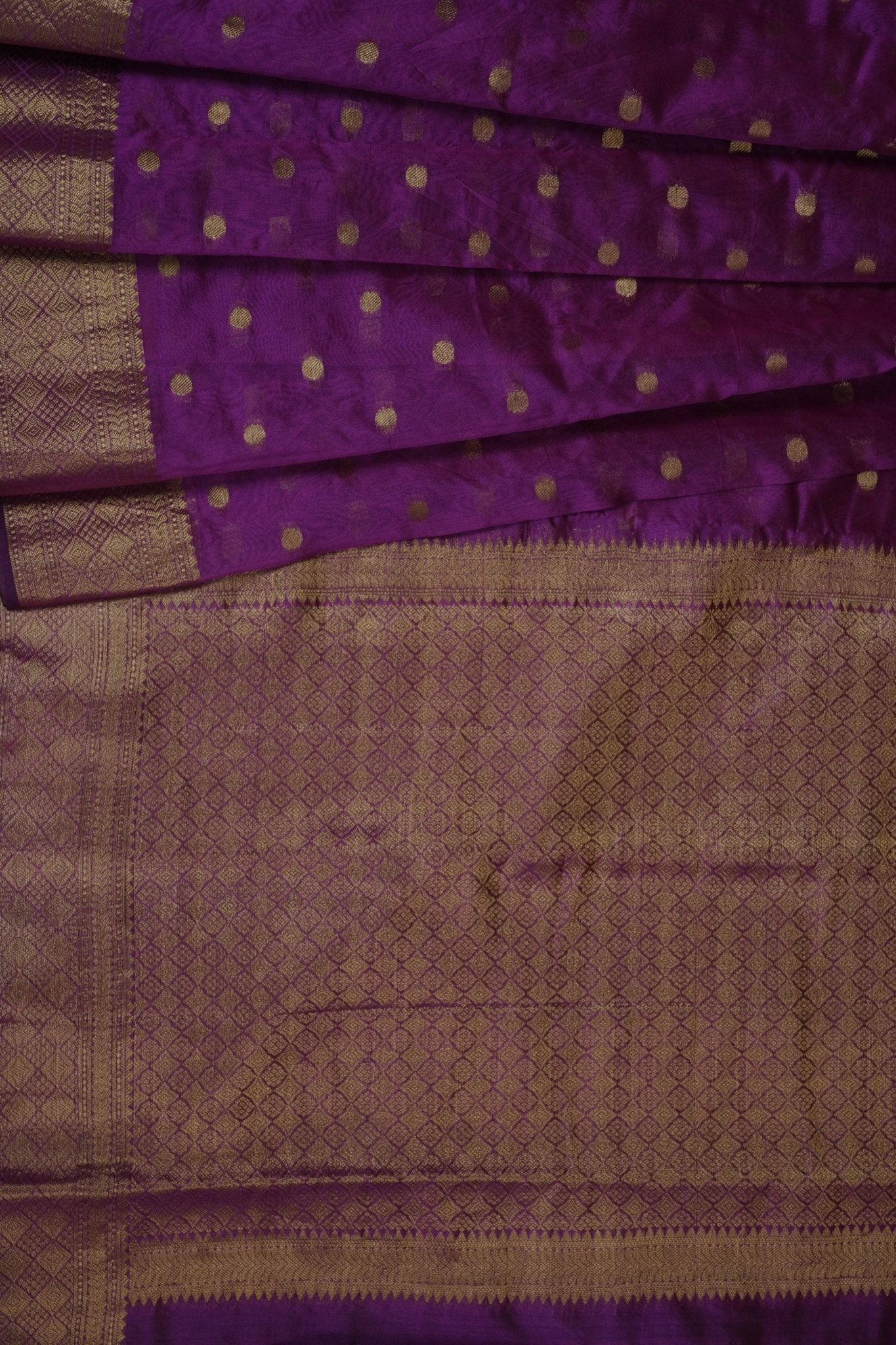 Coin-Inspired Elegance: Raw Silk Saree in Purple, Weaved Border & Blouse SAREE JCS Fashions