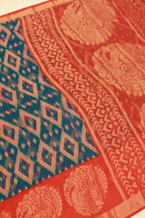 Contrast Pallu Brasso Saree with Lightweight Ikkat Design - Stylish Saree JCS Fashions