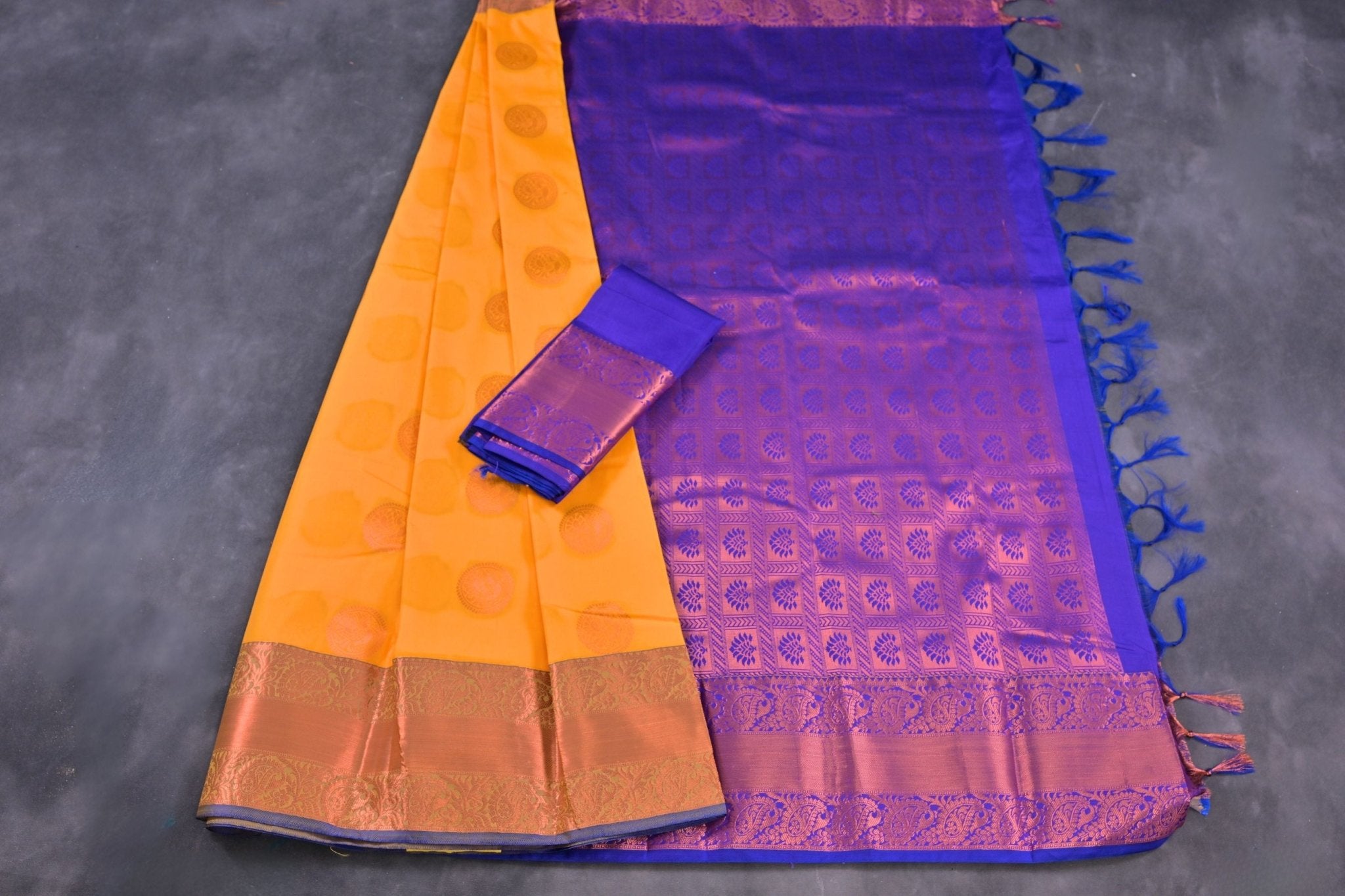 Copper Zari Saree with Peacock Motifs: Blend of Tradition and Elegance Saree JCS Fashions