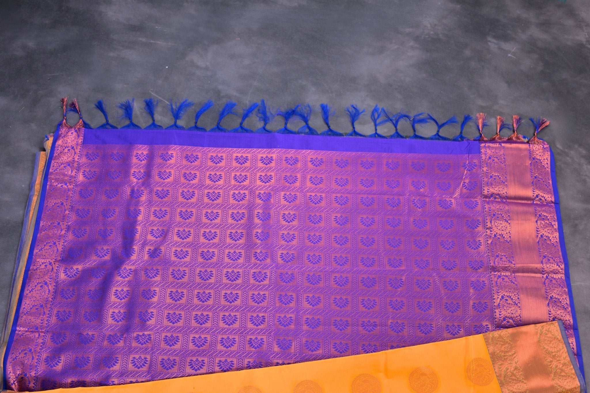 Copper Zari Saree with Peacock Motifs: Blend of Tradition and Elegance Saree JCS Fashions