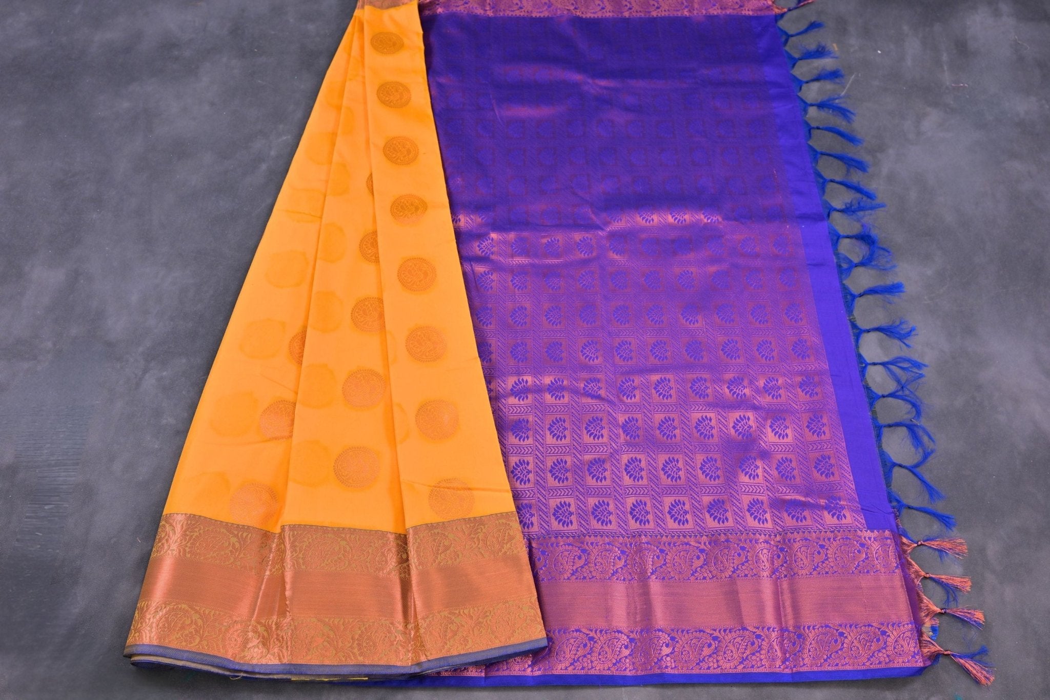 Copper Zari Saree with Peacock Motifs: Blend of Tradition and Elegance Saree JCS Fashions