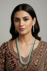 Cubic Zirconia Long Chain Necklace & Earring Set