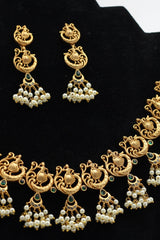 Dancing Lady Copper Necklace Set with Green Kemp & White Stone Accents Jewelry JCS Fashions