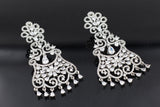 Dazzling 3" American Diamond White Stone Dangle Earrings - Secure Clasp Jewelry JCS Fashions