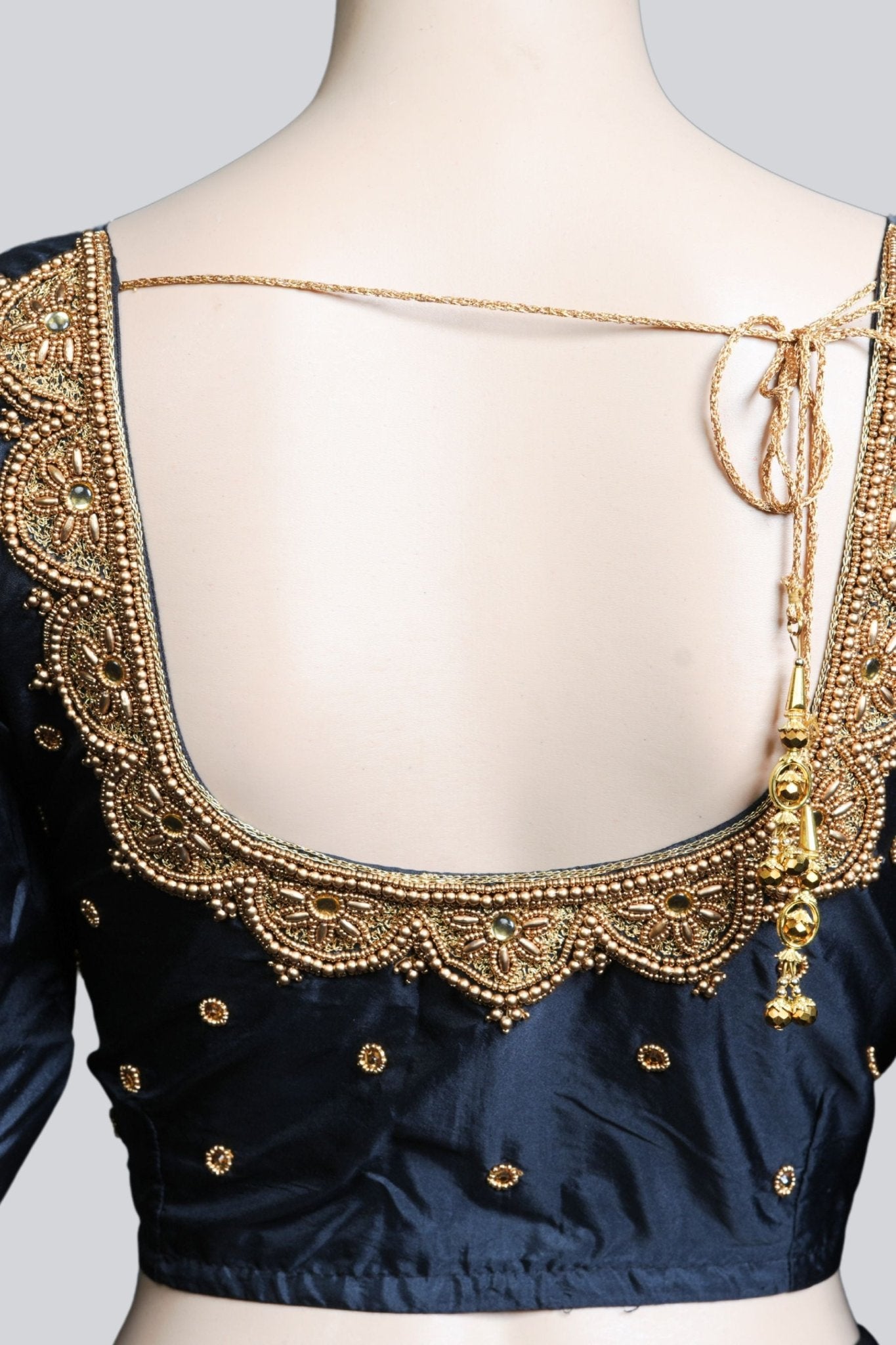 Dazzling Maggam Work Bridal Blouse with Fancy Tassels - JCS Fashions Blouse JCS Fashions