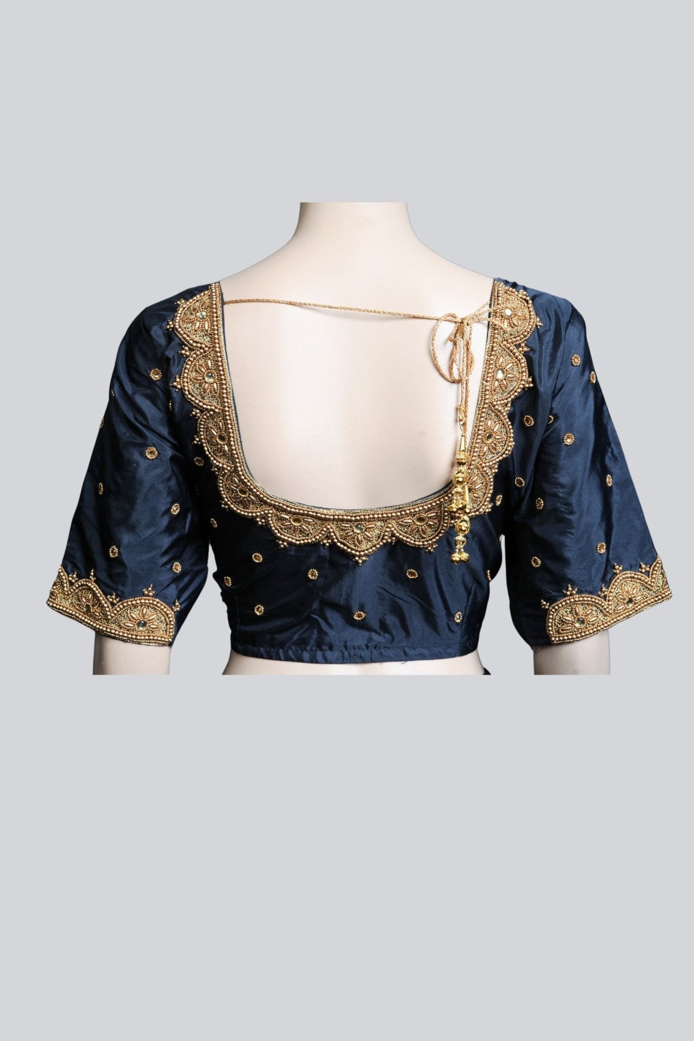 Dazzling Maggam Work Bridal Blouse with Fancy Tassels - JCS Fashions Blouse JCS Fashions