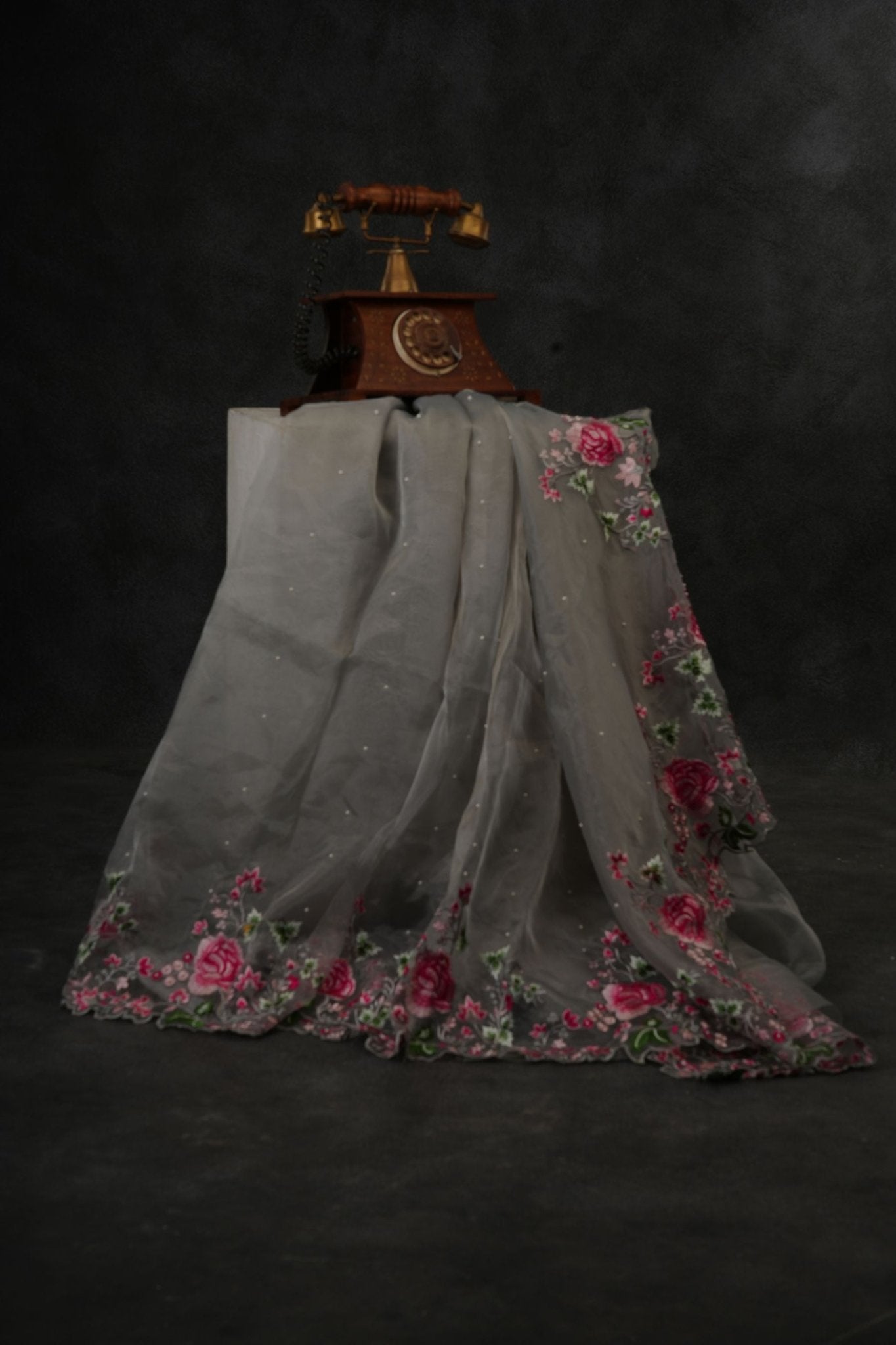 Dazzling Organza Silk Saree: Exquisite Embroidery and Diamond Work SAREE JCS Fashions