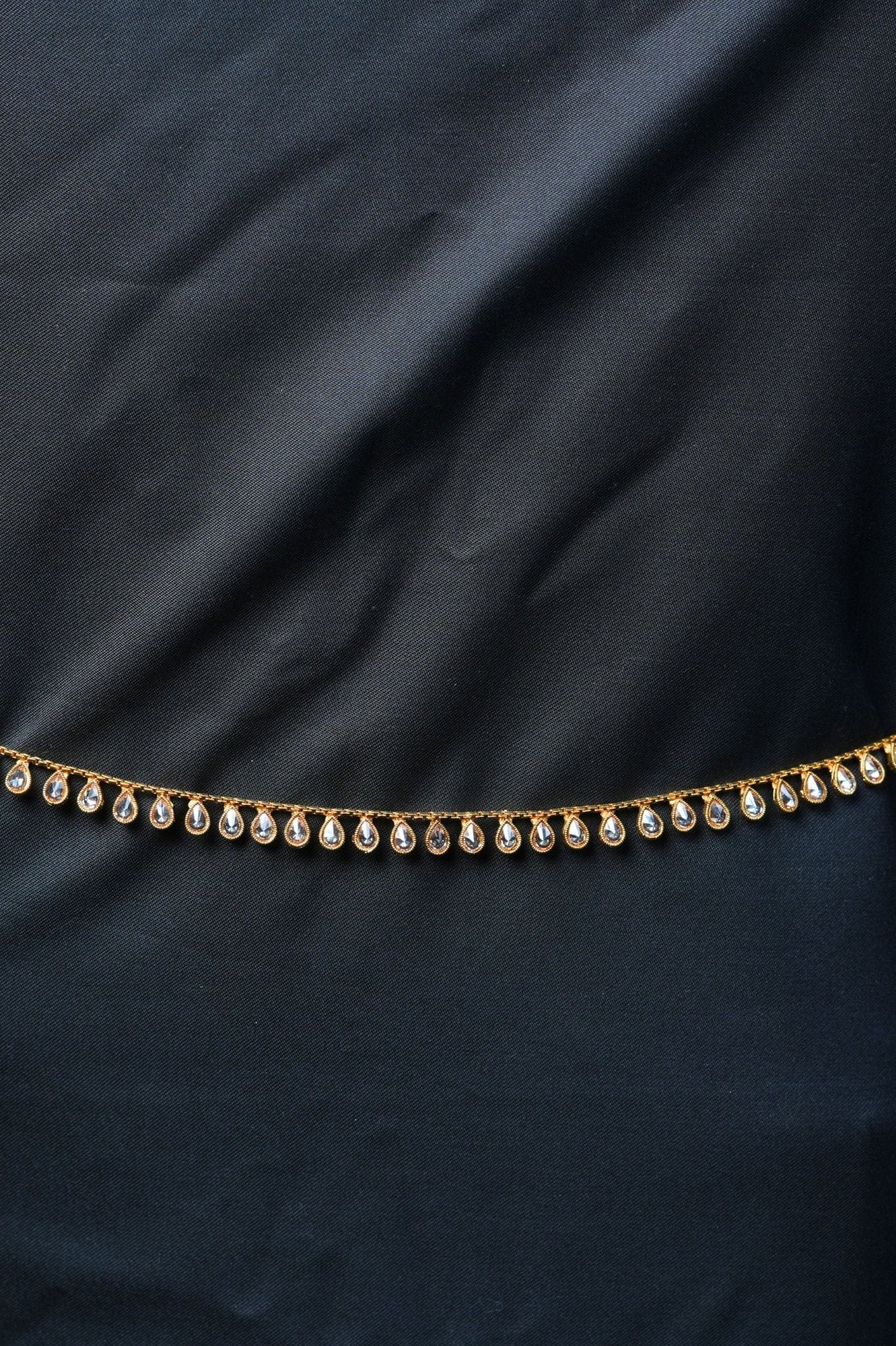 Dazzling Raindrops: Adjustable Hip Chain & Matte Finish with White Stones Jewelry JCS Fashions
