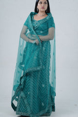Dazzling Stone Work Designer Soft Net Lehenga with Crop Top LEHENGA JCS Fashions