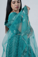 Dazzling Stone Work Designer Soft Net Lehenga with Crop Top LEHENGA JCS Fashions