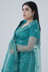 Dazzling Stone Work Designer Soft Net Lehenga with Crop Top LEHENGA JCS Fashions