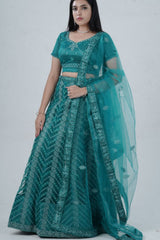Dazzling Stone Work Designer Soft Net Lehenga with Crop Top LEHENGA JCS Fashions